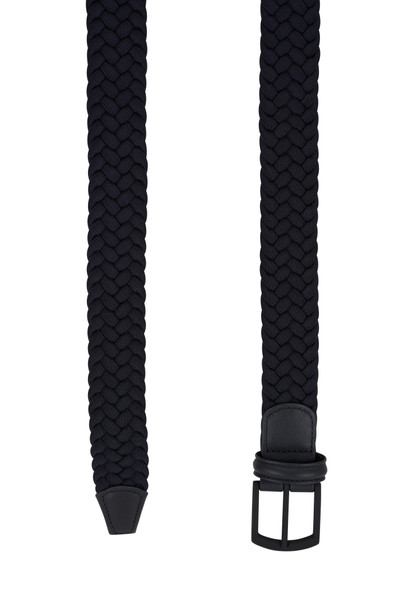 ANDERSON'S - LEATHER TRIMMED -LARGE WOVEN LBELT-MATTE BLACK