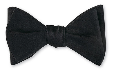 R.HANAUER -FORMAL BLACK SILK SATIN BOWTIE SELF TIE
