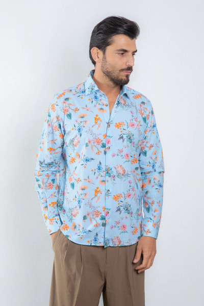 ALESSANDRO LAMURA - SKY BLUE FLORAL SHIRT