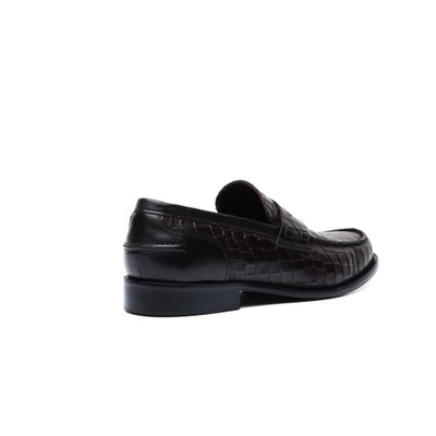 ANDREA NOBILE -Penny Loafer in Dark Brown Leather with Crocodile Print