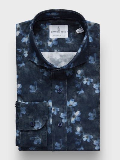 EB -COTTON CORDUROY FLORAL SPORT CASUAL SHIRT -NAVY EB -COTTON CORDUROY FLORAL SPORT CASUAL SHIRT -NAVY