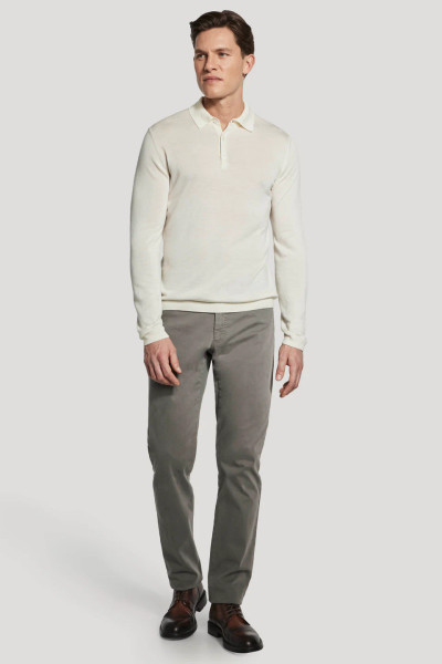 JV- WOOL & SILK LS POLO SWEATER-ECRU