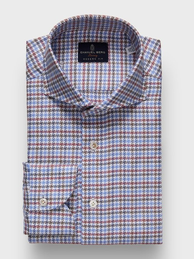 EB -HOUNDSTOOTH TWILL PREMIUM LUX SHIRT -BRIGHT RED EB -HOUNDSTOOTH TWILL PREMIUM LUX SHIRT -BRIGHT RED