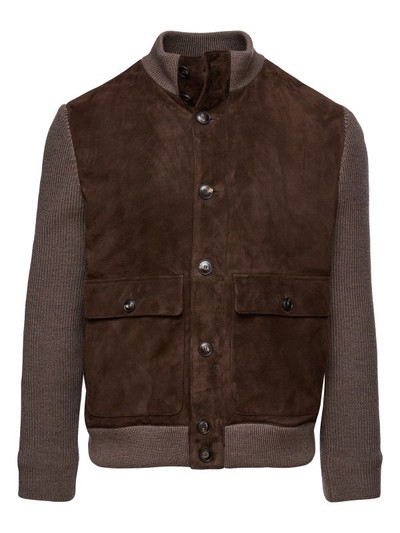 EB - PREMIUM LUXURY HYBRID SUEDE CARDIGAN SWEATER W/2 POCKETS -BROWN