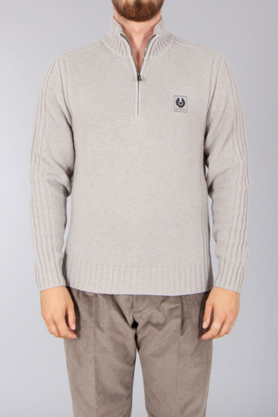 BELSTAFF - LAMBSWOOL WATCH QUARTER ZIP JUMPER -CEMENT GREY BELSTAFF - LAMBSWOOL WATCH QUARTER ZIP JUMPER -CEMENT GREY