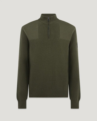 BELSTAFF - COMMANDER QTR ZIP JUMPER -TRUE OLIVE BELSTAFF - COMMANDER QTR ZIP JUMPER -TRUE OLIVE