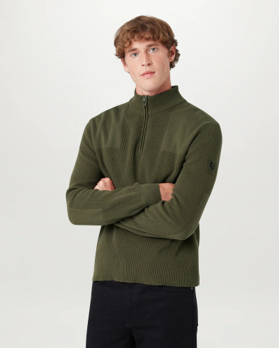 BELSTAFF - COMMANDER QTR ZIP JUMPER -TRUE OLIVE BELSTAFF - COMMANDER QTR ZIP JUMPER -TRUE OLIVE