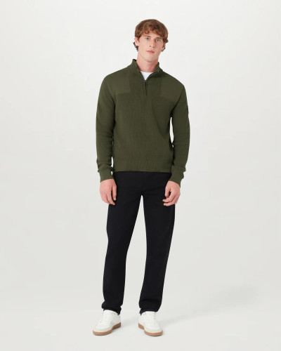 BELSTAFF - COMMANDER QTR ZIP JUMPER -TRUE OLIVE BELSTAFF - COMMANDER QTR ZIP JUMPER -TRUE OLIVE