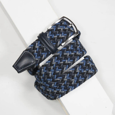 ANDERSON'S -WOVEN STRETCH BELT-NAVY/BLACK/GREY/BLUE