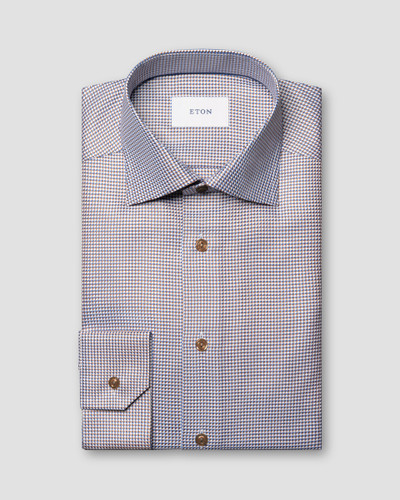 ETON - HOUNDSTOOTH KING TWILL SHIRT -ORANGE ETON - HOUNDSTOOTH KING TWILL SHIRT -ORANGE