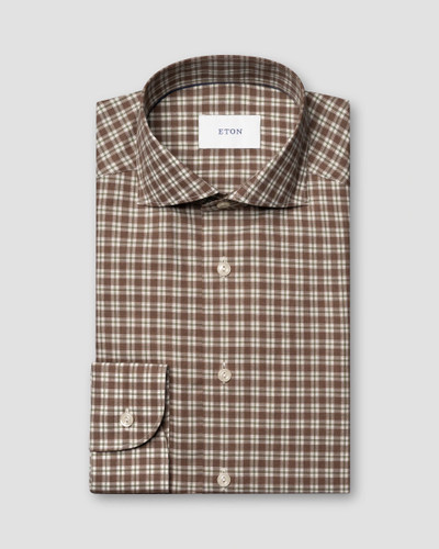 ETON - CHECK SIG. FLANNEL SHIRT-BROWN ETON - CHECK SIG. FLANNEL SHIRT-BROWN