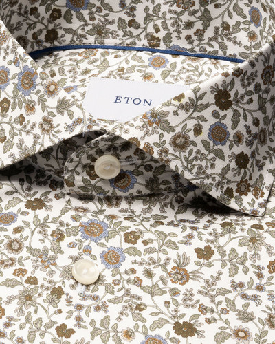 ETON - FLORAL PRINT SIG. TWILL SHIRT-BROWN ETON - FLORAL PRINT SIG. TWILL SHIRT-BROWN