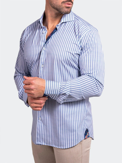 MACEOO-EINSTEIN STRETCH ASCENSION SHIRT-WHITE/BLUE MACEOO-EINSTEIN STRETCH ASCENSION SHIRT-WHITE/BLUE