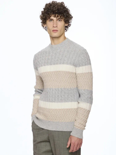 MONTECHIARO -LUPETTO L/S MOCK NECK WOOL&CASH. SWEATER - NATURAL