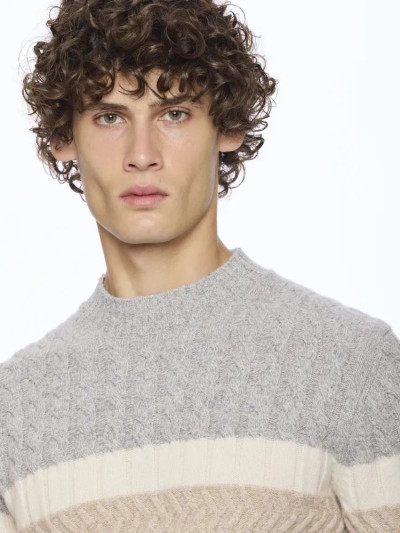 MONTECHIARO -LUPETTO L/S MOCK NECK WOOL&CASH. SWEATER - NATURAL