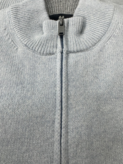 MONTECHIARO -LUPETTO ZIP L/S ZIP MOCK SWEATER - POWDER BLUE/GREY