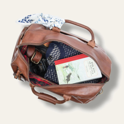 WILL - LEATHER ATTICUS SHOE DUFFLE -COGNAC BROWN