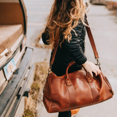 WILL - LEATHER ATTICUS SHOE DUFFLE -COGNAC BROWN