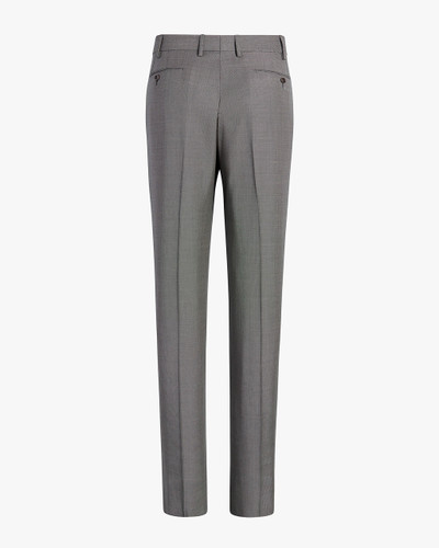 ZANELLA -PARKER FLAT FRONT BIRDSEYE SUPER 130S WOOL TROUSER IN LIGHT GREY