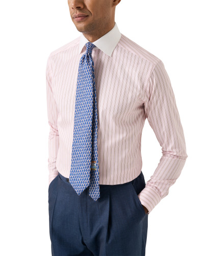 ETON -PINK STRIPED WHITE COLLAR SIGNATURE TWILL SHIRT