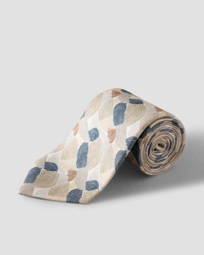 ETON - GEOMETRIC OXFORD SILK PRINT TIE -LIGHT GREY