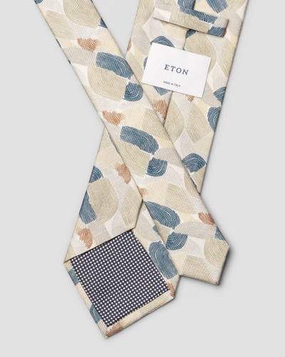 ETON - GEOMETRIC OXFORD SILK PRINT TIE -LIGHT GREY