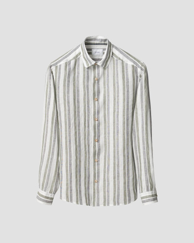 ETON- MULTI STRIPE LINEN SHIRT -DARK GREEN