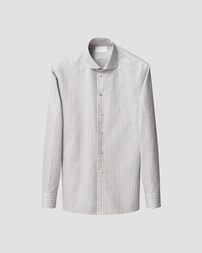 ETON -ELEVATED CHECK COTTON LINEN SHIRT-BROWN