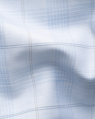 ETON -ELEVATED CHECK COTTON LINEN SHIRT-BLUE