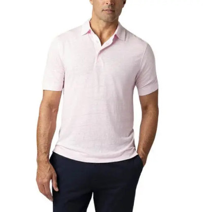 ROBERT TALBOTT -TAYLOR LINEN JERSEY POLO -PINK