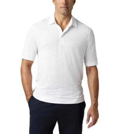 ROBERT TALBOTT -TAYLOR LINEN JERSEY POLO -CREAM