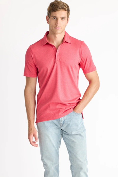 RAFFI - THE SHERWOOD AQUA COTTON S/S 3 BTN POLO