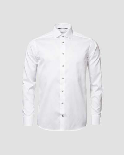 ETON - WHITE SIGNATURE TWILL W/GREY BUTTONS SHIRT