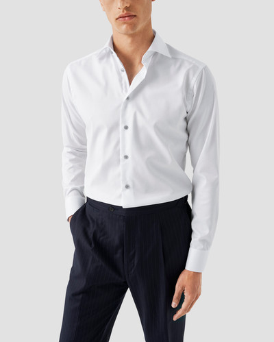 ETON - WHITE SIGNATURE TWILL W/GREY BUTTONS SHIRT
