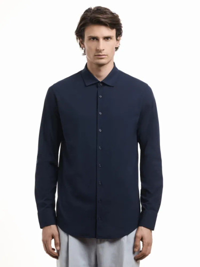 LORENZONI -L/S COOL COTTON SHIRT-NAVY