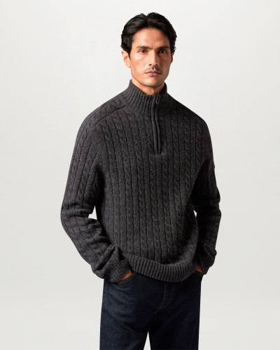 BELSTAFF - WESTPORT QUARTER ZIP -CHARCOAL MELANGE