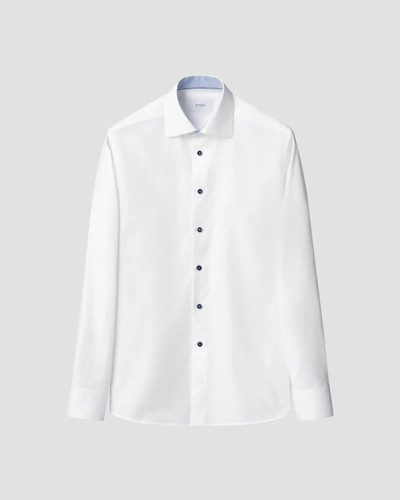 ETON - WHITE SOLID OXFORD W/NAVY BUTTONS & CONTRAST SHIRT