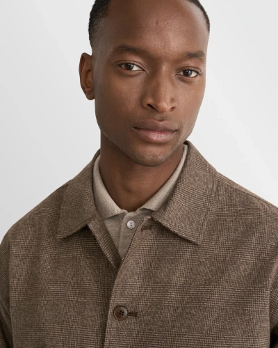 ETON - COTTON FLANNEL TWO POCKET JACKET -BROWN