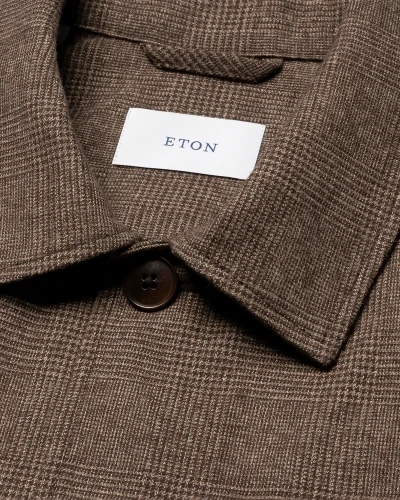ETON - COTTON FLANNEL TWO POCKET JACKET -BROWN