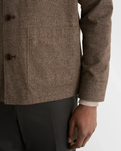 ETON - COTTON FLANNEL TWO POCKET JACKET -BROWN