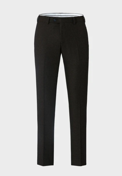 HILTL TILO - TERNI EASY WEAR WOOL PEPITA TROUSER-BROWN