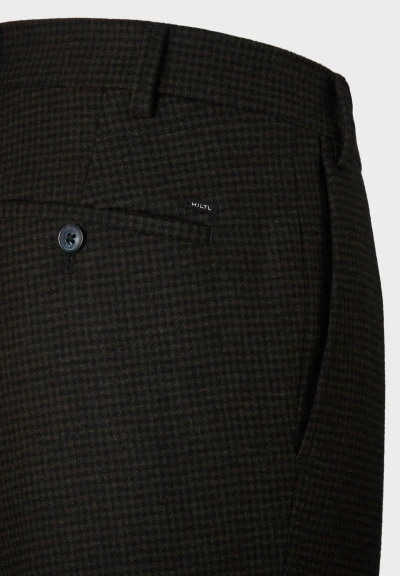 HILTL TILO - TERNI EASY WEAR WOOL PEPITA TROUSER-BROWN