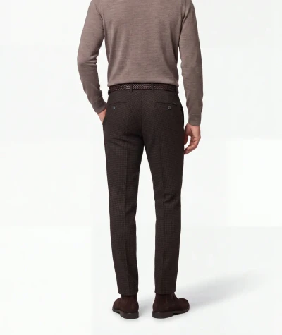 HILTL TILO - TERNI EASY WEAR WOOL PEPITA TROUSER-BROWN