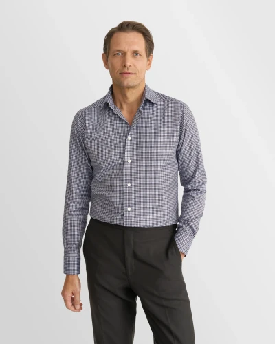 ETON - CHECK KING TWILL SHIRT -DARK BLUE