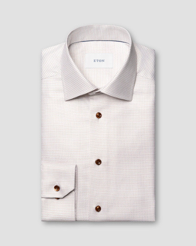 ETON -MICRO CHECK KING TWILL SHIRT -ORANGE