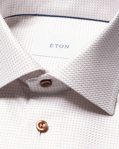 ETON -MICRO CHECK KING TWILL SHIRT -ORANGE