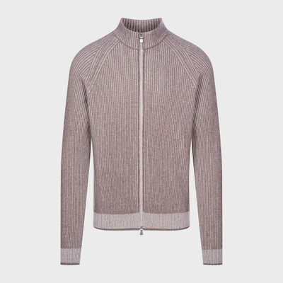 EB - PREMIUM VERTICAL RIB STRUCTURE FULL ZIPPER CARDIGAN -M.BROWN