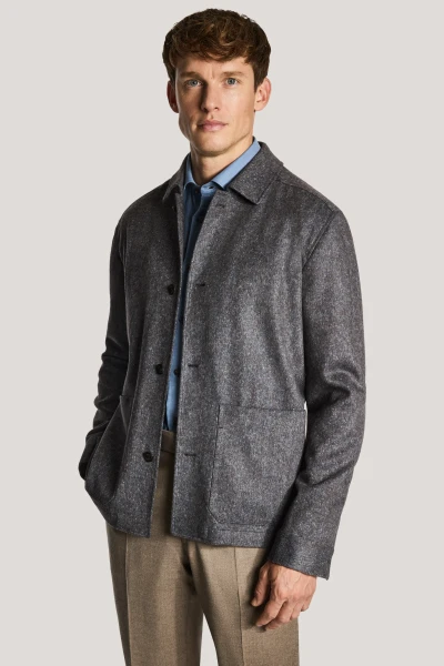 JACK VICTOR -CALLUM BLUE GREY HERRINGBONE SHIRT JACKET