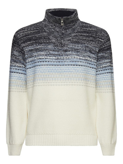 IMPULSO-L/S ZIP HONEYCOMB PATTERN HIGH COLLAR SWEATER-ECRU