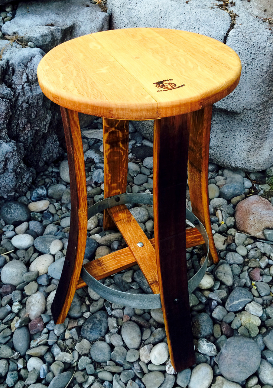 Wine Barrel Bar Stool with foot rest up - Vinous Reverie